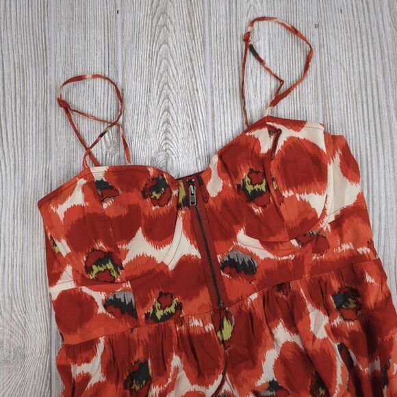 Elle Women's Medium Red Orange Spaghetti Strap Maxi Dress Gown Sundress - Picture 7 of 8